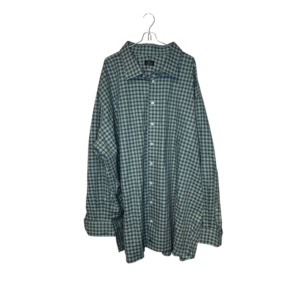 Holland & Sherry Men Shirt Bespoke Custom Plaid Check Oversize Button-Up 3XB-4XB